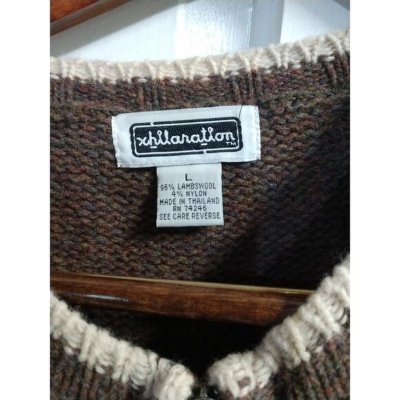 Xhilaration Womens Brown & Beige Lambswool Blend Full Zip Cardigan Sweater Size - Picture 3 of 6